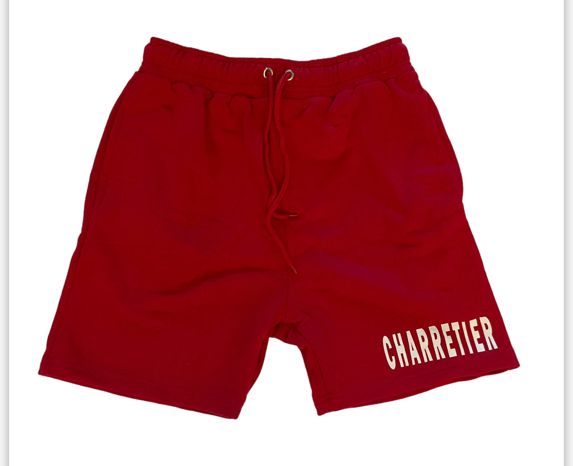 Red Bold Logo Fleece Shorts