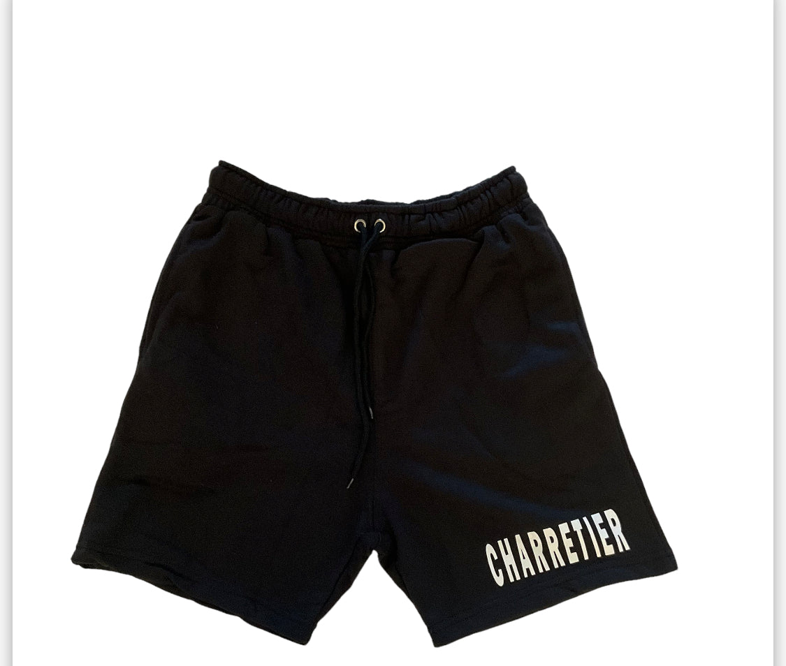 Black Bold Logo Fleece Shorts