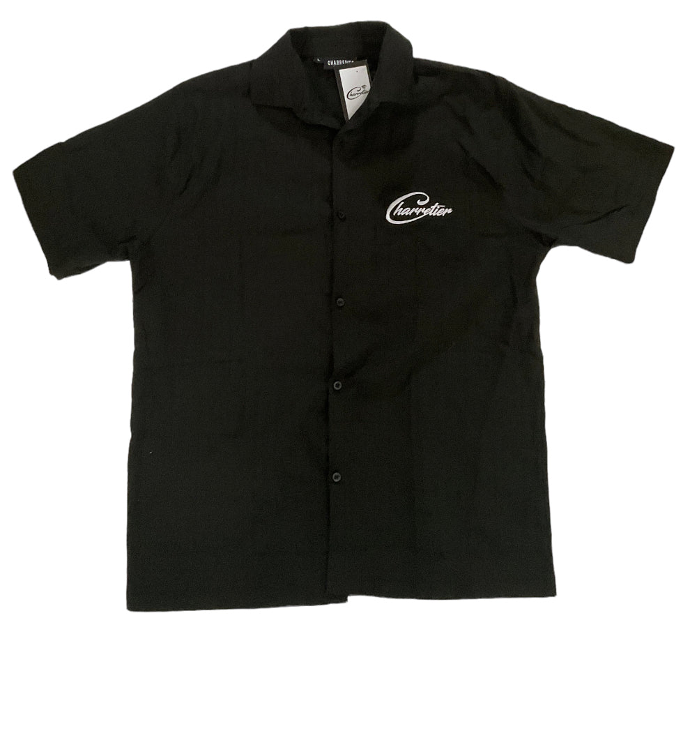 Black Script Logo Linen Shirt